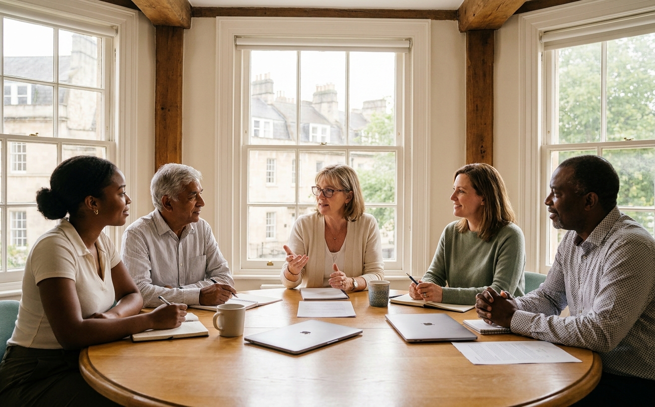 Small charity directors meeting around a table